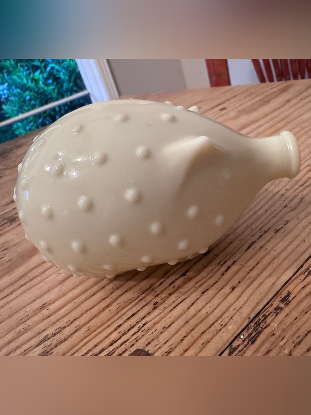 Vintage Custard glass hobnail milky custard piggy bank with closed slot
